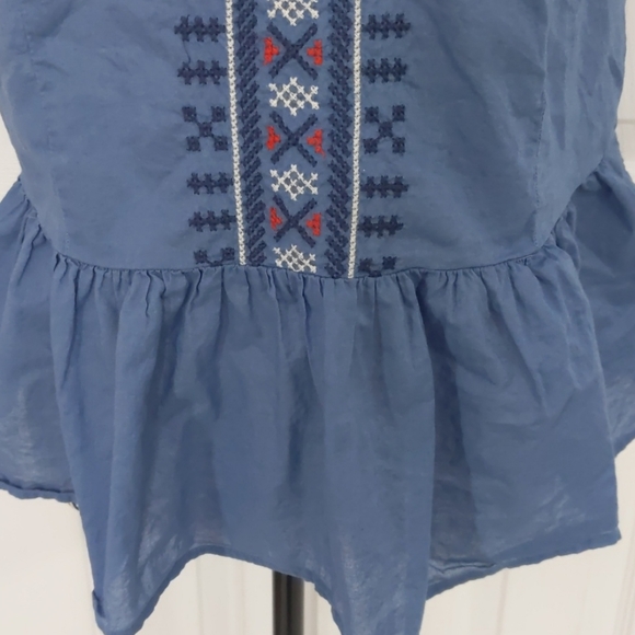J. Crew Blue Blouse Peplem Hem Size 4 - Picture 3 of 10